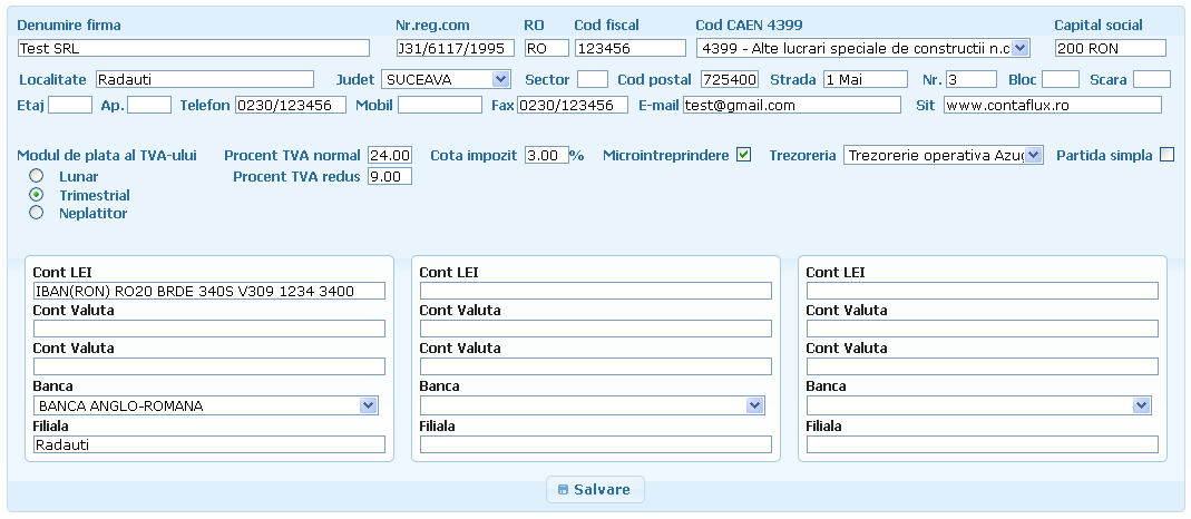  Configurare date firma